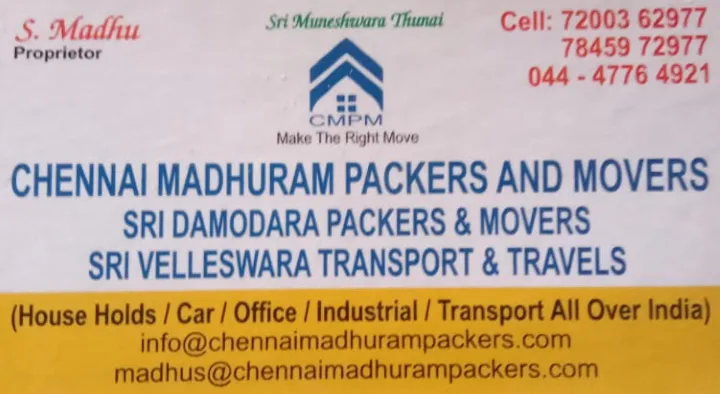 Chennai Madhuram Packers and Movers in Kolathur, Chennai