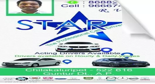 24 Hours Driver For Hire in Chilakaluripet  : Star The Professional Car Drivers in Main Road