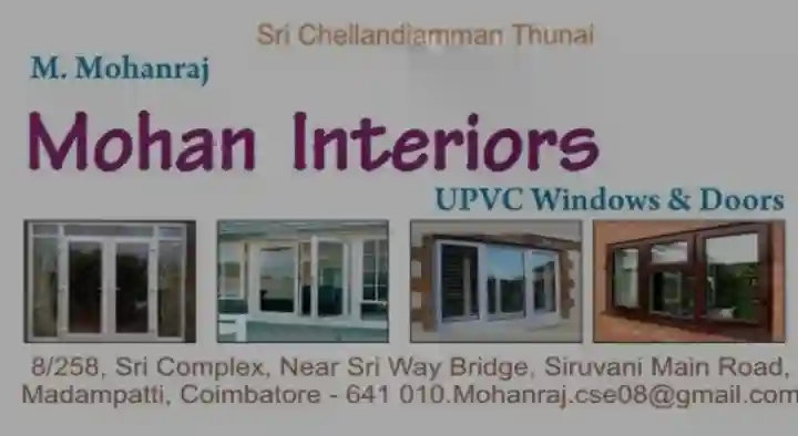 Pvc And Upvc Doors And Windows Dealers in Coimbatore  : Mohan Interiors (UPVC Windows and Doors) in Madampatti