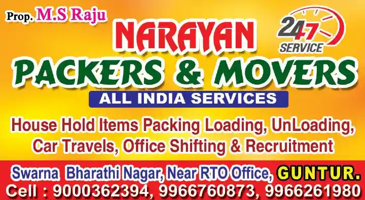 Mini Van And Truck On Rent in Guntur  : Narayan Packers and Movers in Swarna Bharath Nagar