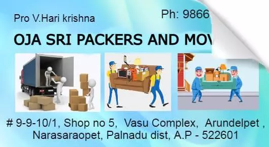 OJA SRI Packers and Movers in Arundelpet, Narasaraopet