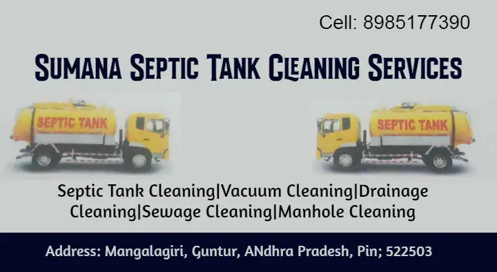 Septic Tank Cleaning Service in Hosur  : Sumana Septic Tank Cleaning Services in Mangalagiri