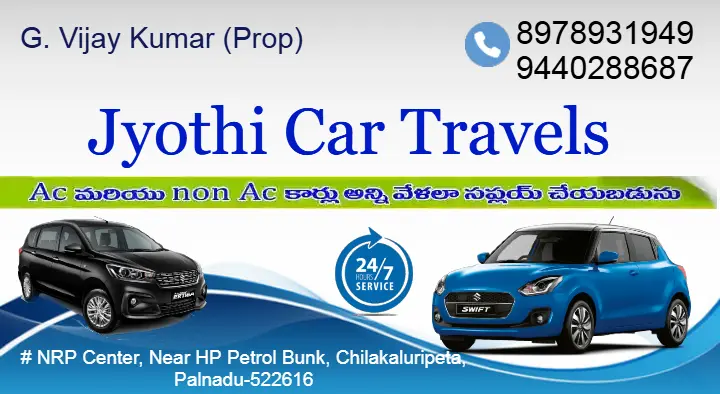Jyothi Car Travels in Chilakaluripeta, Guntur