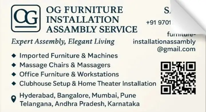 OG Furniture Installation Assambly Service in Gachibowli, Hyderabad