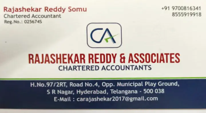 Chartered Accountants in Hyderabad  : Rajashekar Reddy and Associates in SR Nagar