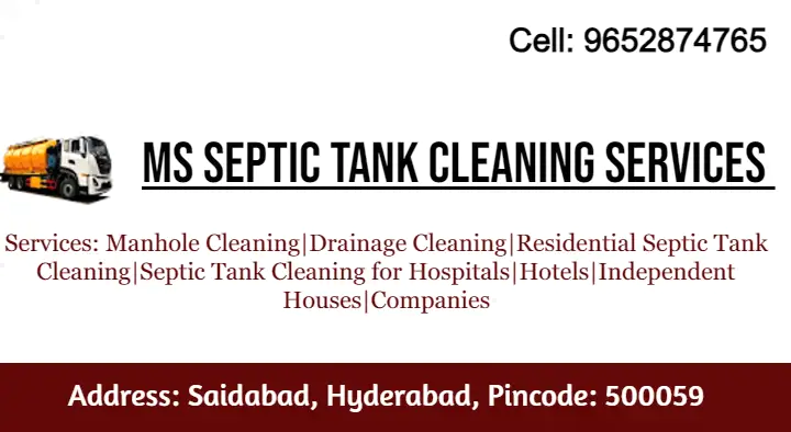 MS Septic Tank Cleaning Services in Saidabad, Hyderabad