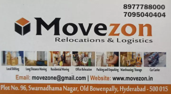 Movezon Relocations and Logistics in Old Bowenpally, Hyderabad