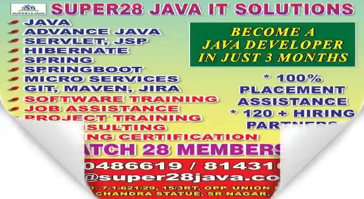 Computer Training Institutes in Hyderabad  : Super28 Java IT Solutions in SR Nagar