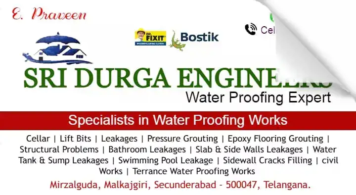 Fosroc Waterproofing Works in Hyderabad  : Sri Durga Engineers Water Proofing Expert in Secunderabad