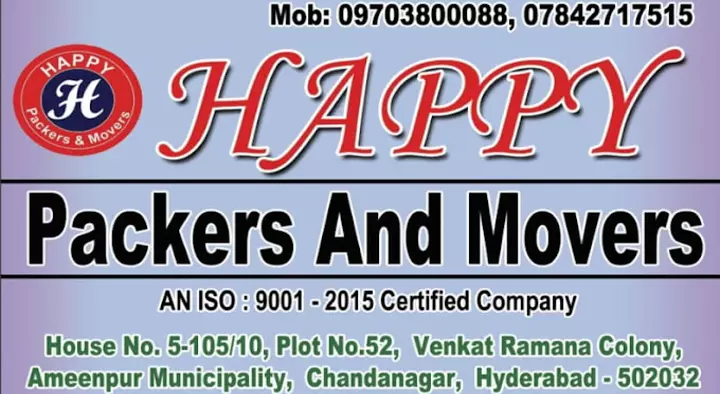 Happy Packers and Movers in Chanda Nagar, Hyderabad