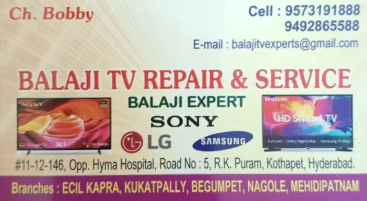 Balaji TV Repair and Service in Kothapet, Hyderabad