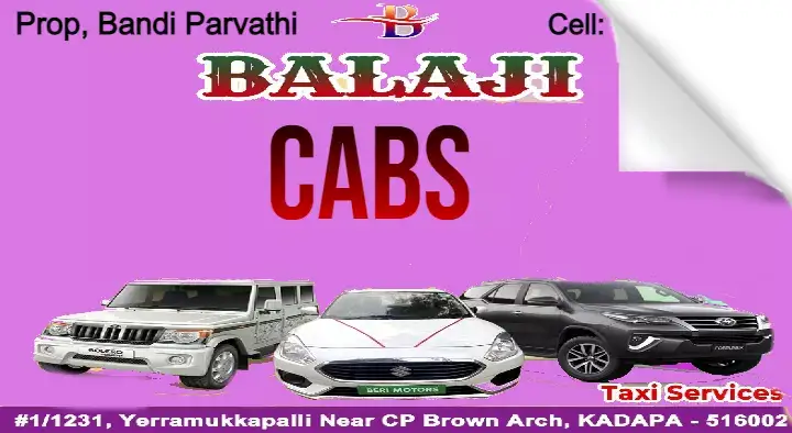 Car Rental Services in Kadapa : Balaji Cabs in Yerramukkapalli