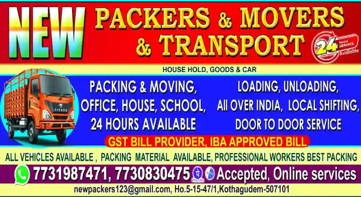 New Packers and Movers and Transport near Main Road in Kothagudem
