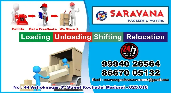 Packers And Movers in Madurai  : Saravana Packers and Movers in Kochadai