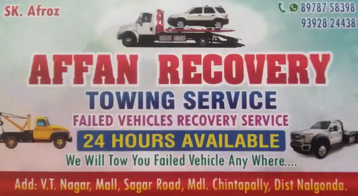 Car Towing Service in Nalgonda : Affan Recovery Towing Service in Chintapally