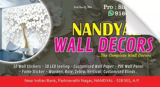 Interior Works And Decorators in Nandyal : Nandyal Wall Decors in Padmavathi Nagar