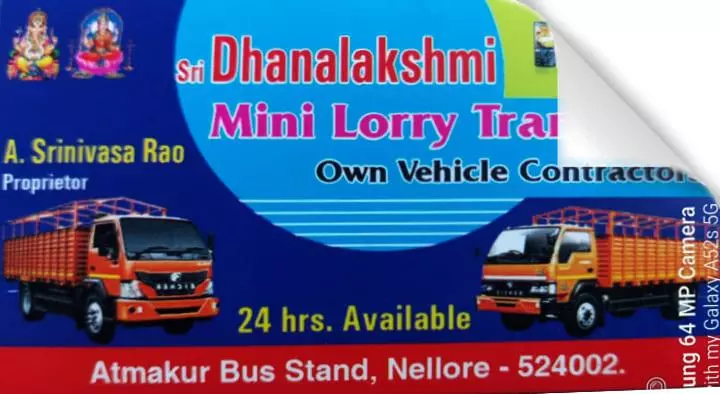 Transport Contractors in Nellore : Sri Dhanalakshmi Mini Lorry Transport in Atmakur Bus Stand