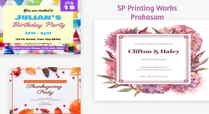 Invitation Cards Printing in Prakasam  : SP Printing Works in Muntha vari Centre