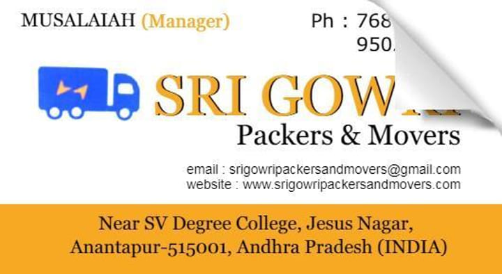 Mini Van And Truck On Rent in Puttaparthi  : Sri Gowri Packers and Movers in Bus Stand