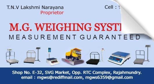 Weighing Machines in Rajahmundry (Rajamahendravaram) : MG Weighing Systems in SVG Market
