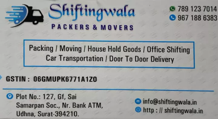 Packers And Movers in Surat : Shiftingwala Packers and Movers in Udhna