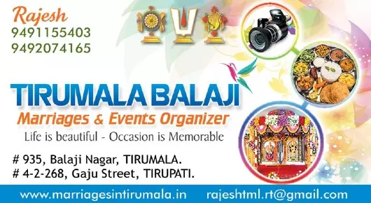 Event Organisers in Tirumala  : Tirumala Balaji Marriages and Events Organizers in Balaji Nagar