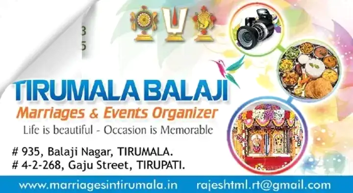 Marriage Services in Tirumala  : Tirumala Balaji Marriages and Events Organizers in Balaji Nagar