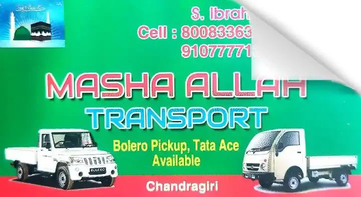 Transport Contractors in Tirupati : Masha Allah Transport in Chandragiri