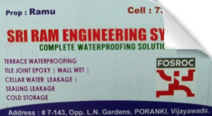 Waterproofing Service in Vijayawada (Bezawada) : Sri Ram Engineering systems (Water Proofing Specialist) in Poranki