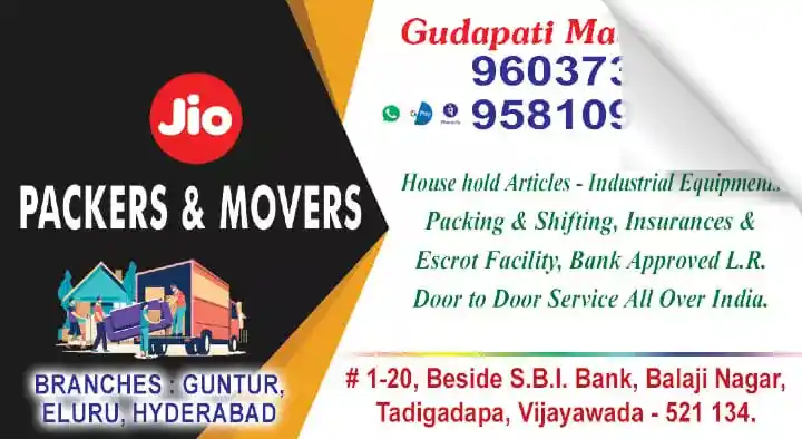 Jio Packers and Movers in Tadigadapa, Vijayawada