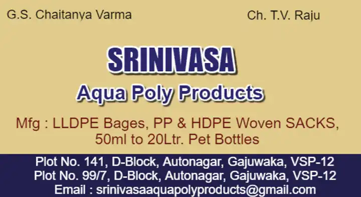 Srinivasa Aqua Poly Products in Auto Nagar, Visakhapatnam