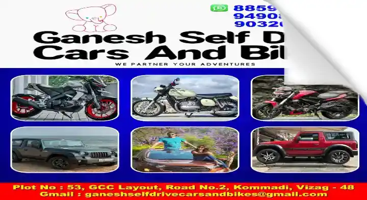Self Ride Bike Rental Agencies in Visakhapatnam (Vizag) : Ganesh Self Drive Cars and Bikes in Kommadi
