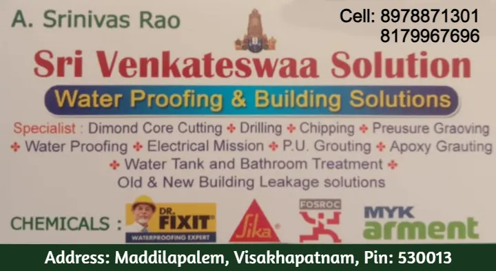 Waterproof Works in Visakhapatnam (Vizag) : Sri Venkateswaa Solution ( Water Proofing and Building Solutions) in Maddilapalem
