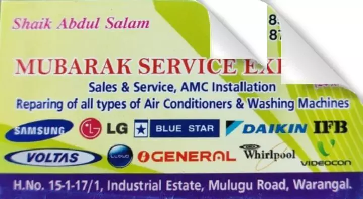 Air Conditioner Sales And Services in Warangal : Mubarak Service Experts in Hanamkonda