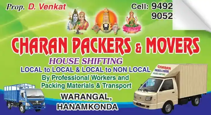 Charan Packers and Movers in Hanamkonda, Warangal