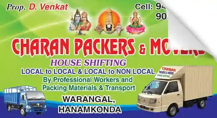 Packers And Movers in Warangal  : Charan Packers and Movers in Hanamkonda