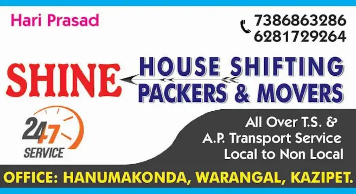 Shine Packers and Movers in Hanamkonda, Warangal