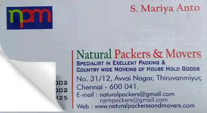 Natural Packers and Movers near Avvai Nagar in Chennai