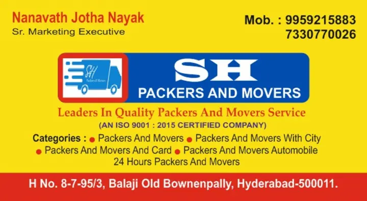 SH Packers and Movers in Old Bowenpally, hyderabad