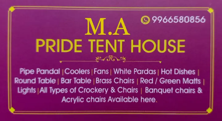 MA Pride Tent House in Jubilee Hills, Hyderabad