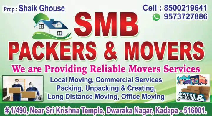 SMB Packers and Movers near Dwaraka Nagar in kadapa