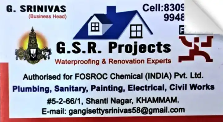 GSR Projects Waterproofing and Renovation Experts in Shanti Nagar, Khammam