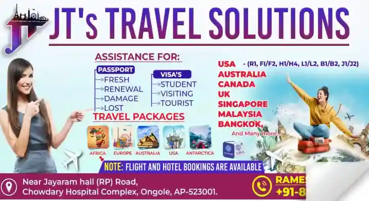 JT s Travel Solutions near Raja Panagal Road in Ongole