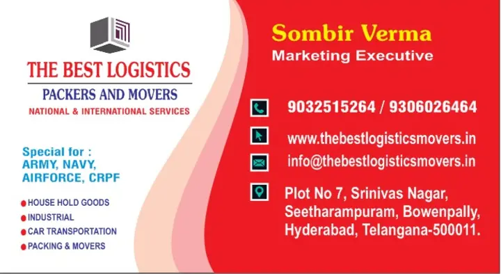 The Best Logistics Packers and Movers in Secunderabad, Hyderabad