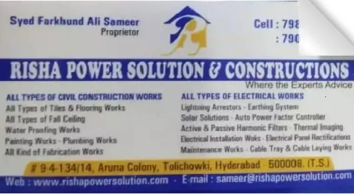 Risha Power solution And Constructions in Toli Chowki