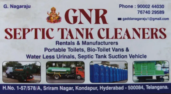 GNR Septic Tank Cleaners in Kondapur
