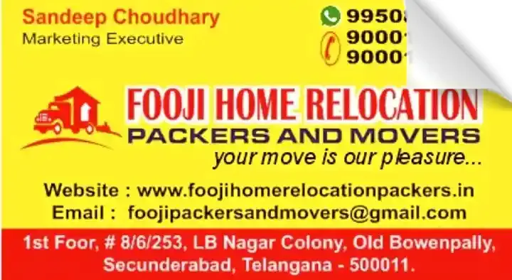 Fooji Home Relocation Packers and Movers in Secunderabad, Hyderabad
