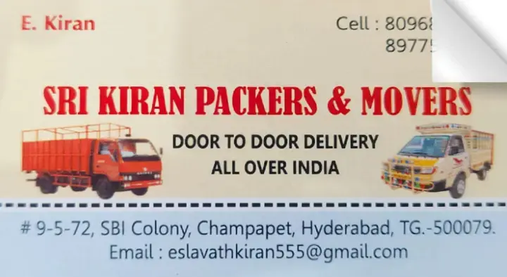 Sri Kiran Packers and Movers in Champapet