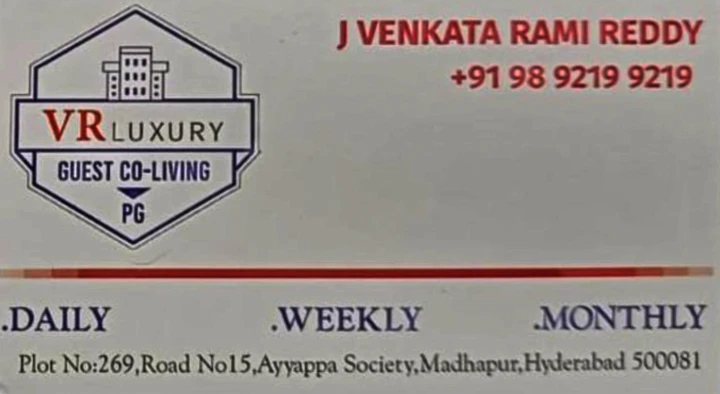 VR Luxury Guest Co-Living PG in Madhapur