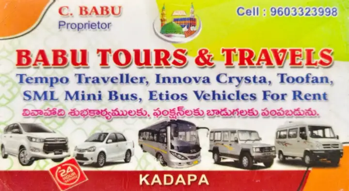 Babu Tours and Travels in Professor Colony, Kadapa